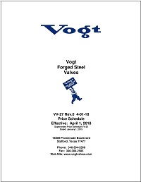 Vogt Price Sheet Cover